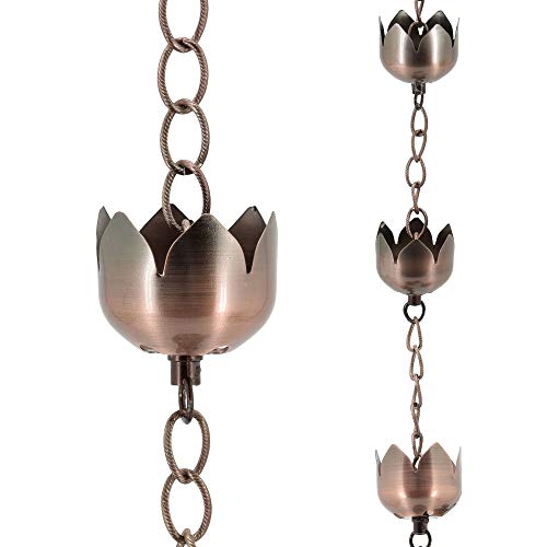 Arcadia Garden Products RC04 Lotusblüten Regenkette Bronze Metall mit gebürstetem Kupfer von Arcadia