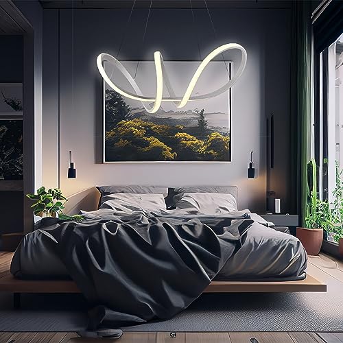 Arcadia Led Pendelleuchte Moderne Decke, Lampe Wohnzimmer, Schlafzimmer, Küche, Kinderzimmer mit Fernbedienung und Handy-App, Led Dimmbar mit Warmem und Kaltem Lich - 3500 LM 50 Cm von Arcadia