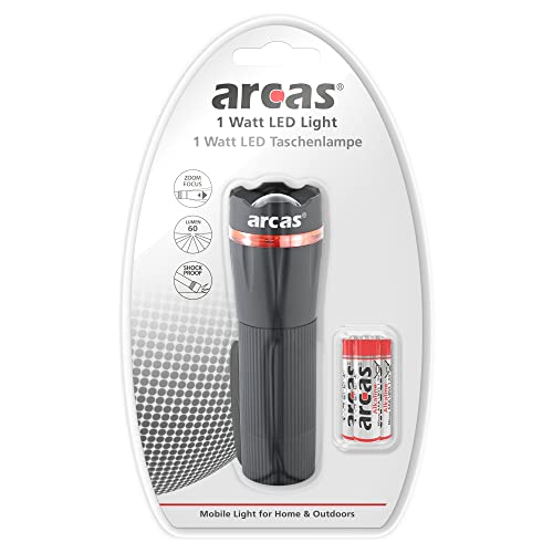 Arcas 30700020 R03, Taschenlampe, 1 Watt, inklusive, 3 Batterien AAA, Kunststoff von Arcas