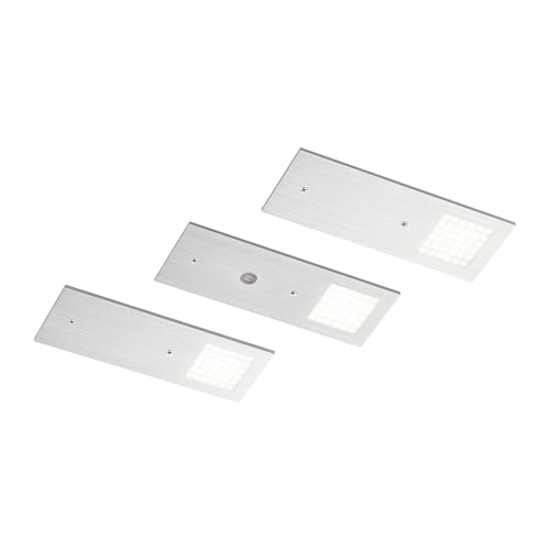 Arcchio 3er Set LED Unterschrankleuchten 'Nortra' dimmbar (Modern) in Alu aus Aluminium u.a. für Wohnzimmer & Esszimmer (3 flammig,) - Unterbauleuchten, Wohnzimmerlampe von Arcchio