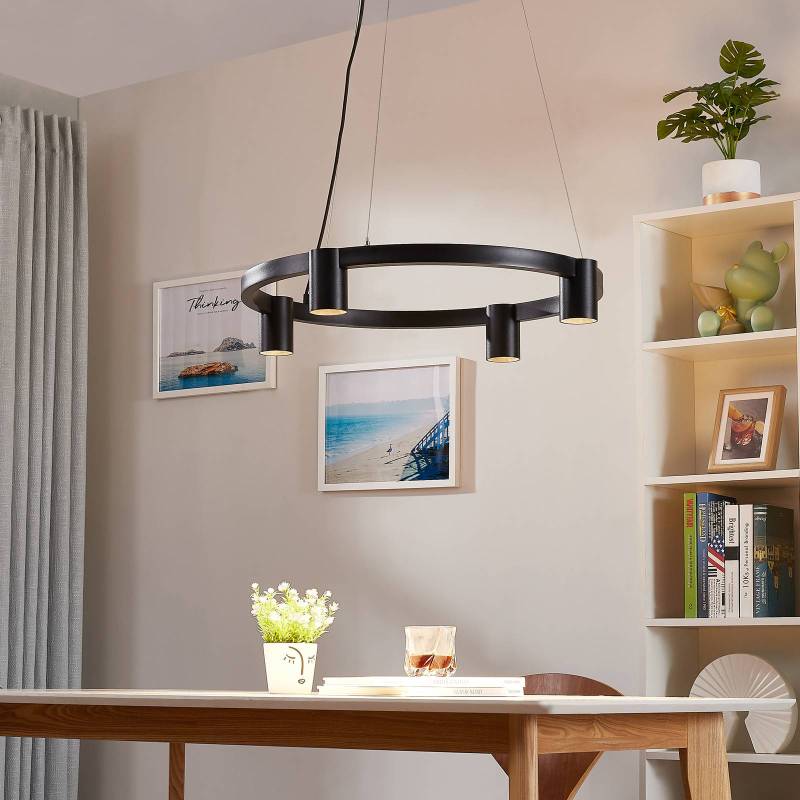 Arcchio Hängeleuchte Brinja, schwarz, Ø 64 cm, 4-flg., GU10 von Arcchio
