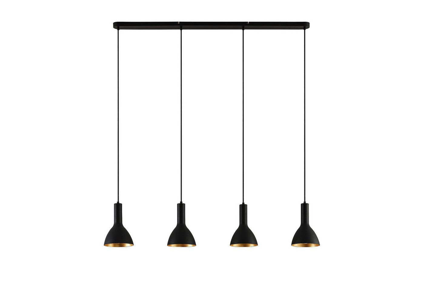 Arcchio Hängeleuchte Cosmina, dimmbar, Leuchtmittel nicht inklusive, Modern, Stahl, Schwarz, gold, 4 flammig, E27, Deckenlampe von Arcchio