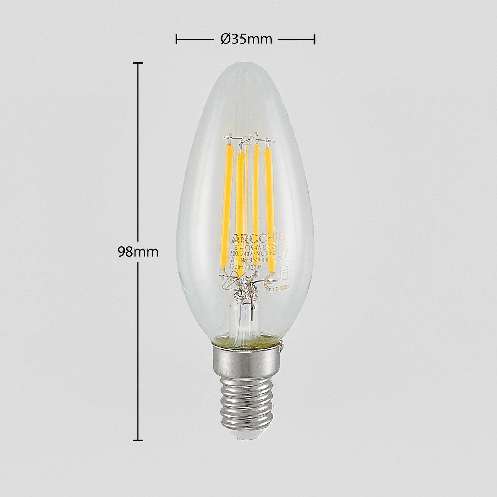 LED-Filamentlampe E14 4W 827 3-Step-Dimmer 2er-Set von Arcchio