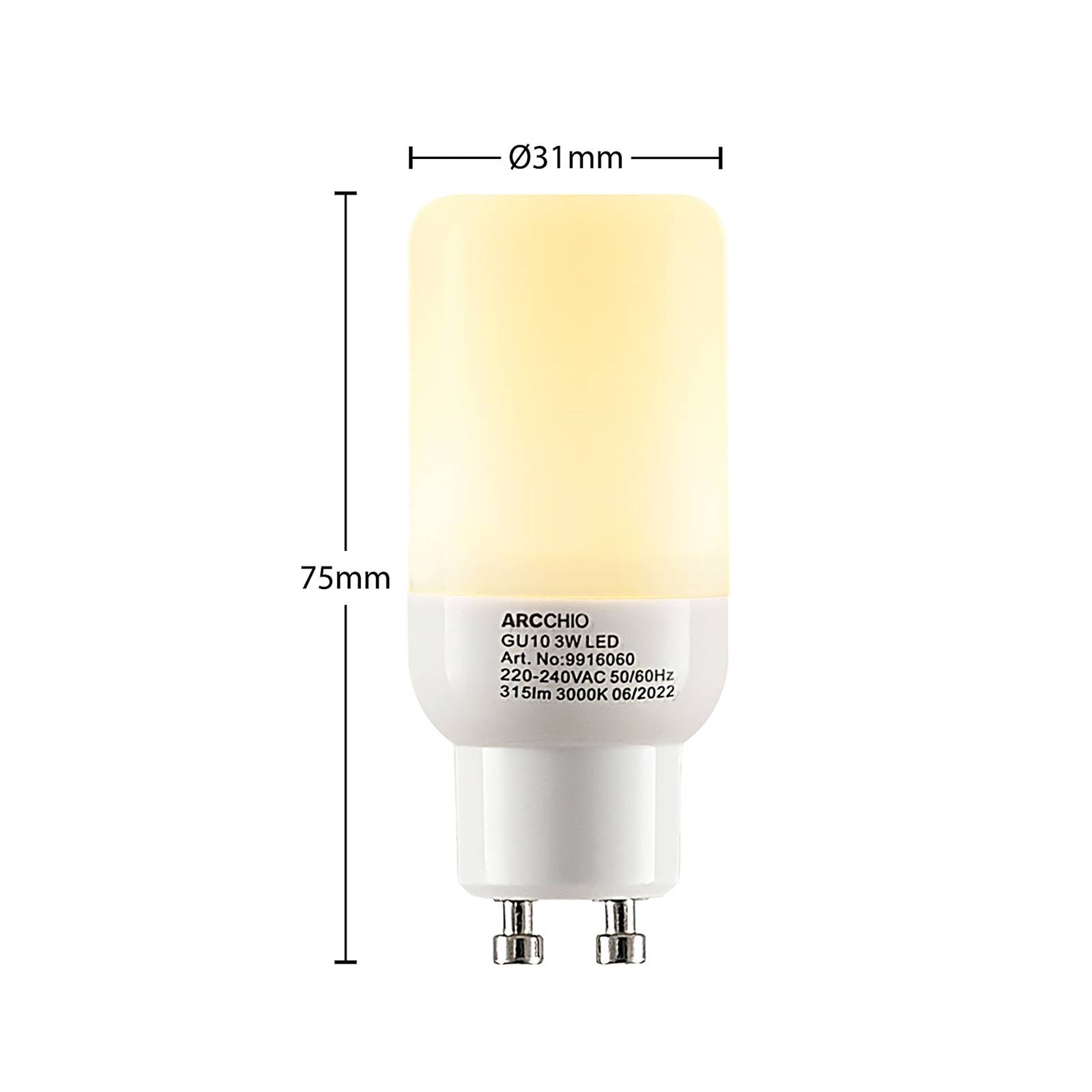 Arcchio LED-Lampe in Röhrenform GU10 3W 3.000K von Arcchio