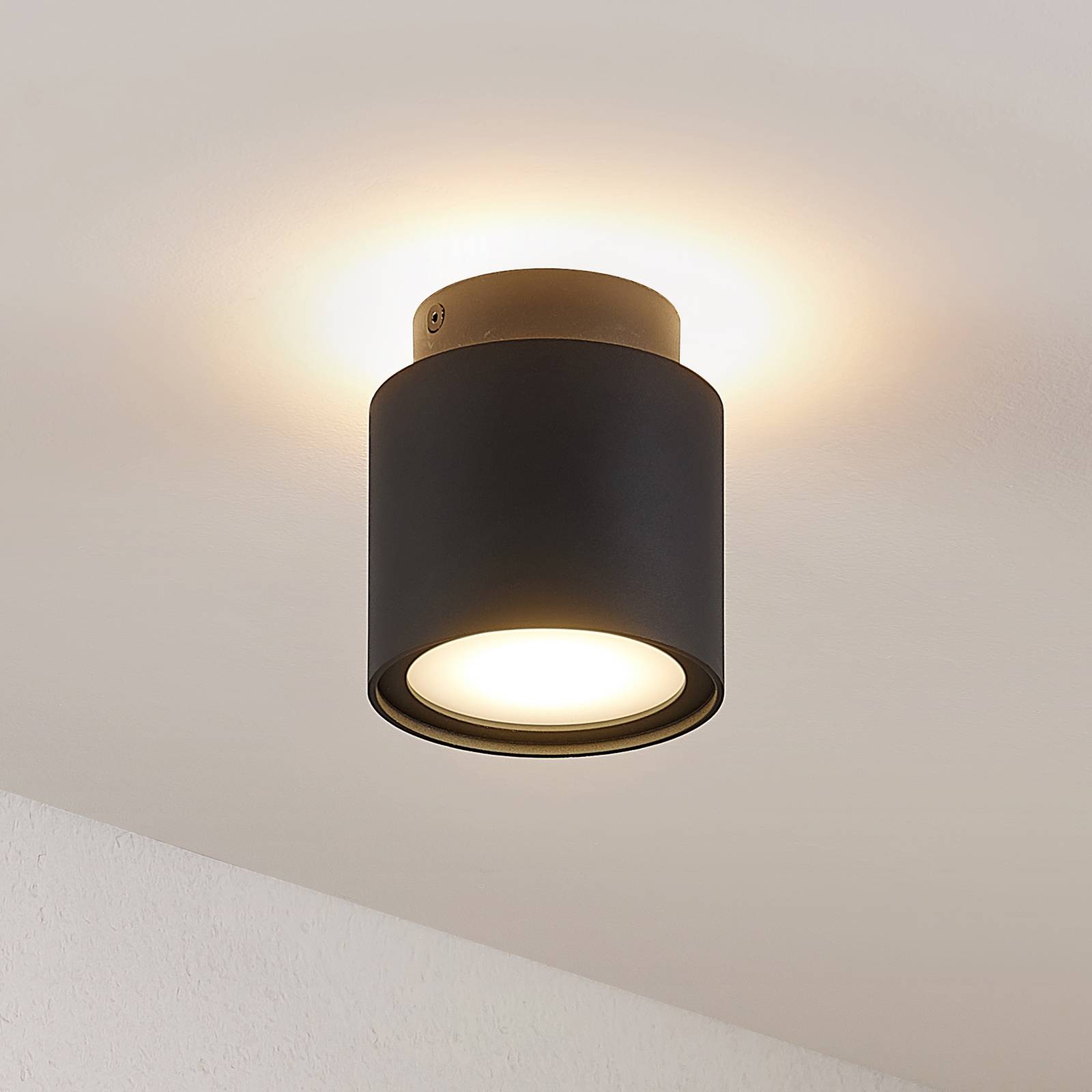 Arcchio Walisa Deckenlampe, Milchglas, schwarz von Arcchio