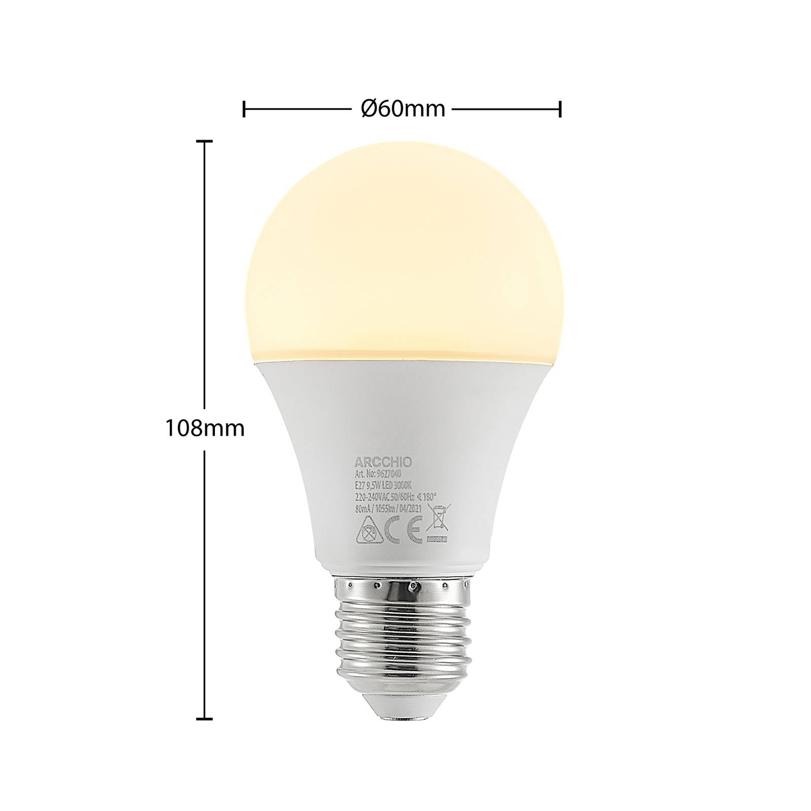 LED-Lampe E27 A60 9,5W 3.000K opal von Arcchio