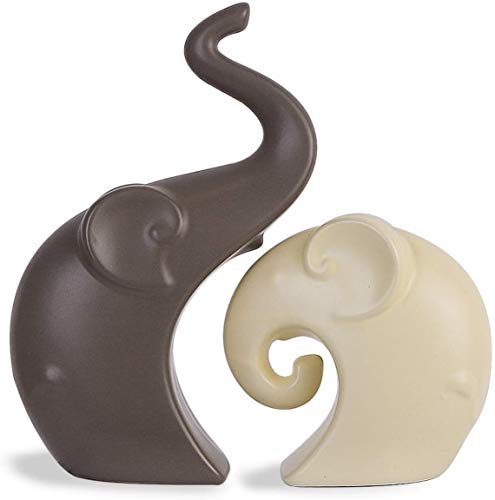 Arce Home - Elefanten Deko aus Keramik im 2er Set | Nordischer Designstil Deko Elefant | Keramikfiguren mit optimaler Größe für Tischdeko, Wohnzimmerdeko oder Schlafzimmer von Arce Home