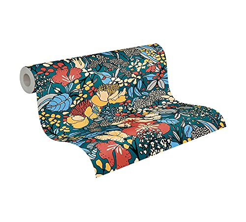 Architects Paper Blumentapete Floral Impression Tapete natürlich PVC-freie Vliestapete bunt blau orange beige gelb matt glatt 377564 37756-4, 10.05 m x 0.53 m von Architects Paper