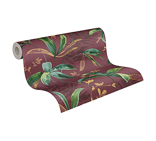 Architects Paper Dschungeltapete Jungle Chic Tapete tropisch PVC-freie Vliestapete rot grün gelb matt glatt 377043 37704-3, 10.05 m x 0.53 m von Architects Paper