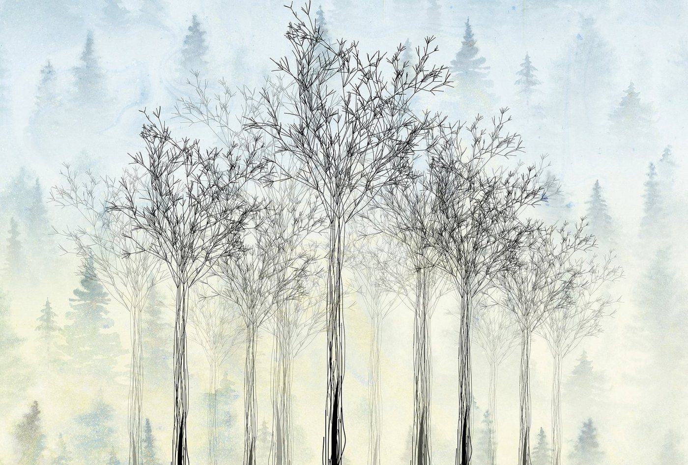 Architects Paper Fototapete Atelier 47 Trees Artwork 2, glatt, Wald, (4 St), Vlies, Wand, Schräge, Decke von Architects Paper