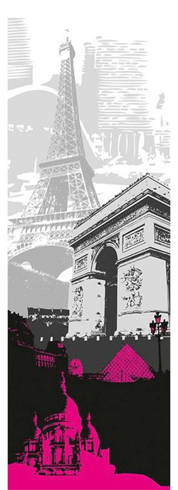 Architects Paper Fototapete Paris, (1 St), Grafik Tapete Stadt paris Grau Pink Panel 1,00m x 2,80m von Architects Paper