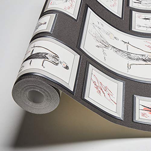 Architects Paper KARL LAGERFELD - Vliestapete Sketch - Luxustapete 10,05m x 0,53m - Designertapete Made in Germany - grau rot weiß 378461 37846-1 von Architects Paper