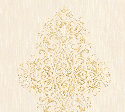 Architects Paper Textiltapete Luxury wallpaper Tapete mit Ornamenten barock 10,05 m x 0,53 m beige metallic Made in Germany 319452 31945-2 von Architects Paper
