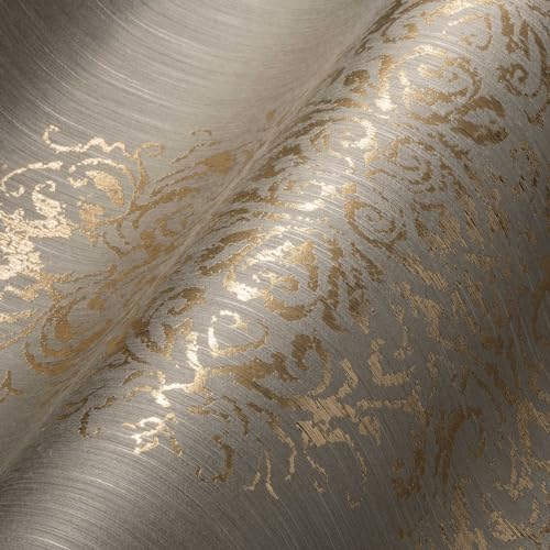 Architects Paper Textiltapete Luxury wallpaper Tapete mit Ornamenten barock 10,05 m x 0,53 m beige metallic Made in Germany 319453 31945-3 von Architects Paper