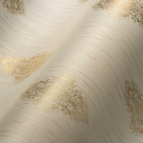 Architects Paper Textiltapete Luxury wallpaper Tapete mit Ornamenten barock 10,05 m x 0,53 m beige metallic Made in Germany 319462 31946-2 von Architects Paper