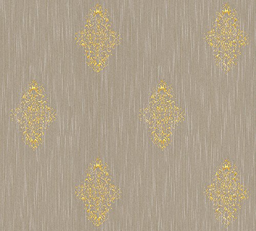Architects Paper Textiltapete Luxury wallpaper Tapete mit Ornamenten barock 10,05 m x 0,53 m beige metallic Made in Germany 319463 31946-3 von Architects Paper