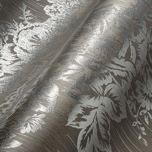 Architects Paper Textiltapete Metallic Silk Tapete mit Blumen floral 10,05 m x 0,53 m braun metallic Made in Germany 306574 30657-4 von A.S. Création