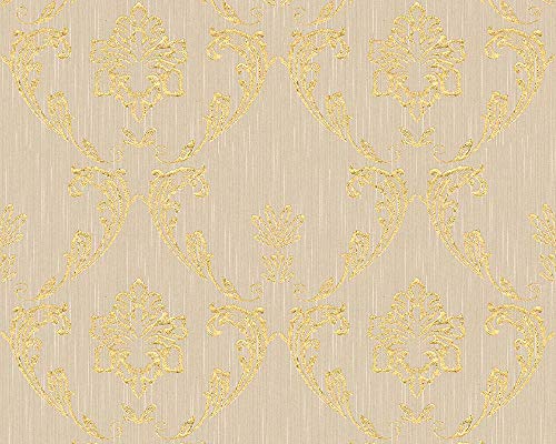 Architects Paper Textiltapete Metallic Silk Tapete mit Ornamenten barock 10,05 m x 0,53 m beige metallic Made in Germany 306582 30658-2 von Architects Paper