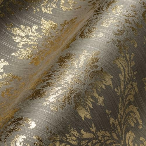 Architects Paper Textiltapete Metallic Silk Tapete mit Ornamenten barock 10,05 m x 0,53 m beige metallic Made in Germany 306625 30662-5 von Architects Paper