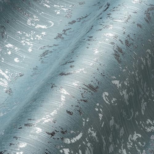 Architects Paper Textiltapete Metallic Silk Tapete mit Ornamenten barock 10,05 m x 0,53 m blau grün Made in Germany 306605 30660-5 von Architects Paper