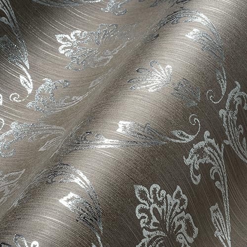 Architects Paper Textiltapete Metallic Silk Tapete mit Ornamenten barock 10,05 m x 0,53 m braun metallic Made in Germany 306583 30658-3 von A.S. Création