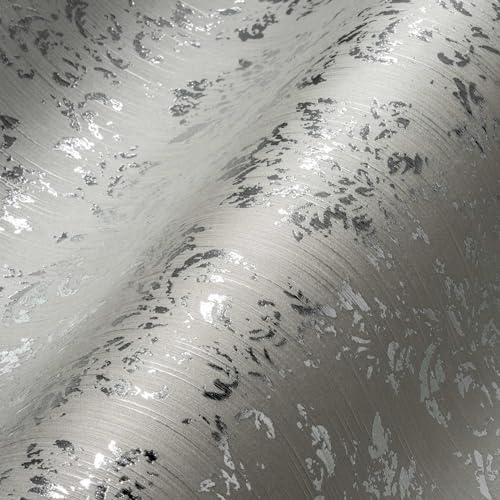 Architects Paper Textiltapete Metallic Silk Tapete mit Ornamenten barock 10,05 m x 0,53 m grau metallic Made in Germany 306622 30662-2 von Architects Paper
