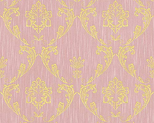 Architects Paper Textiltapete Metallic Silk Tapete mit Ornamenten barock 10,05 m x 0,53 m metallic rosa Made in Germany 306585 30658-5 von Architects Paper