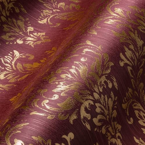 Architects Paper Textiltapete Metallic Silk Tapete mit Ornamenten barock 10,05 m x 0,53 m metallic rot Made in Germany 306596 30659-6 von Architects Paper