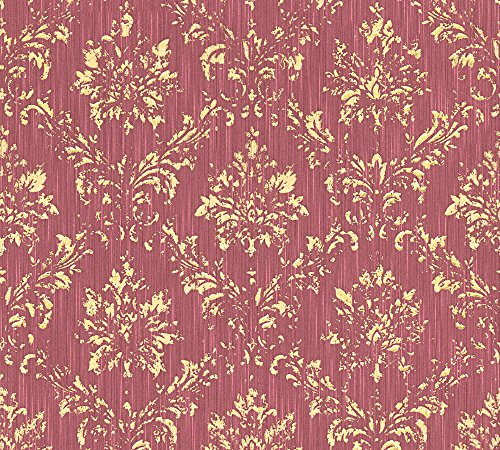 Architects Paper Textiltapete Metallic Silk Tapete mit Ornamenten barock 10,05 m x 0,53 m metallic rot Made in Germany 306626 30662-6 von Architects Paper