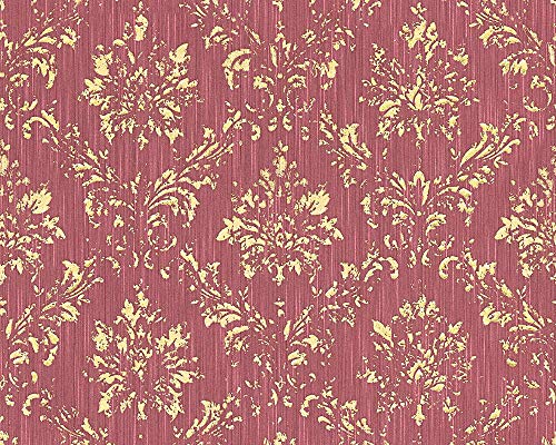 Architects Paper Textiltapete Metallic Silk Tapete mit Ornamenten barock 10,05 m x 0,53 m metallic rot Made in Germany 306626 30662-6 von Architects Paper