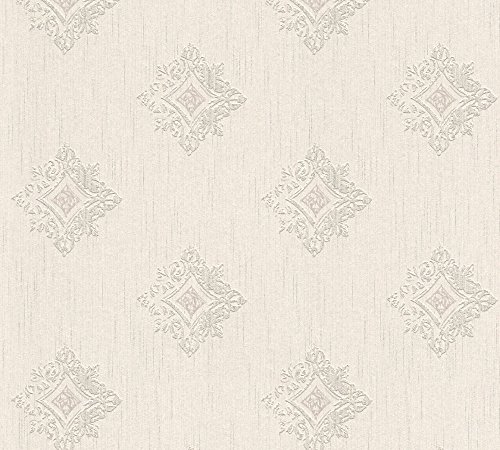 Architects Paper Textiltapete Tessuto 2 Tapete mit Ornamenten barock 10,05 m x 0,53 m creme grau Made in Germany 962002 96200-2 von Architects Paper