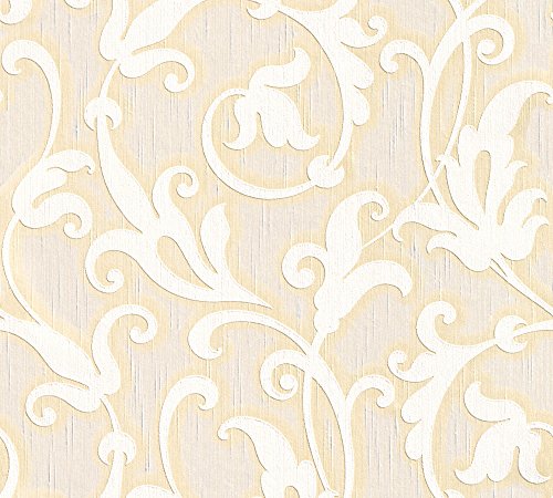 Architects Paper Textiltapete Tessuto Tapete mit Ornamenten barock 10,05 m x 0,53 m beige creme metallic Made in Germany 954907 95490-7 von Architects Paper