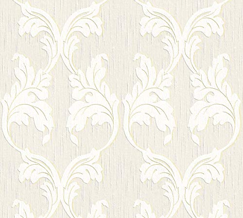 Architects Paper Textiltapete Tessuto Tapete mit Ornamenten barock 10,05 m x 0,53 m beige creme metallic Made in Germany 956287 95628-7 von Architects Paper