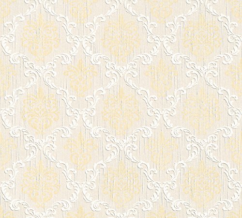 Architects Paper Textiltapete Tessuto Tapete mit Ornamenten barock 10,05 m x 0,53 m beige creme metallic Made in Germany 956297 95629-7 von Architects Paper