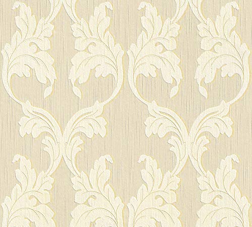 Architects Paper Textiltapete Tessuto Tapete mit Ornamenten barock 10,05 m x 0,53 m beige gelb Made in Germany 956282 95628-2 von Architects Paper