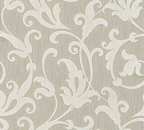 Architects Paper Textiltapete Tessuto Tapete mit Ornamenten barock 10,05 m x 0,53 m beige metallic Made in Germany 954901 95490-1 von Architects Paper