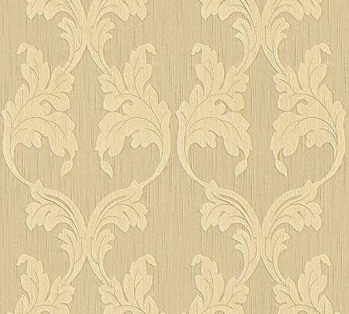 Architects Paper Textiltapete Tessuto Tapete mit Ornamenten barock 10,05 m x 0,53 m beige orange Made in Germany 956283 95628-3 von Architects Paper