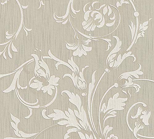 Architects Paper Textiltapete Tessuto Tapete mit Ornamenten floral 10,05 m x 0,53 m beige Made in Germany 956331 95633-1 von Architects Paper