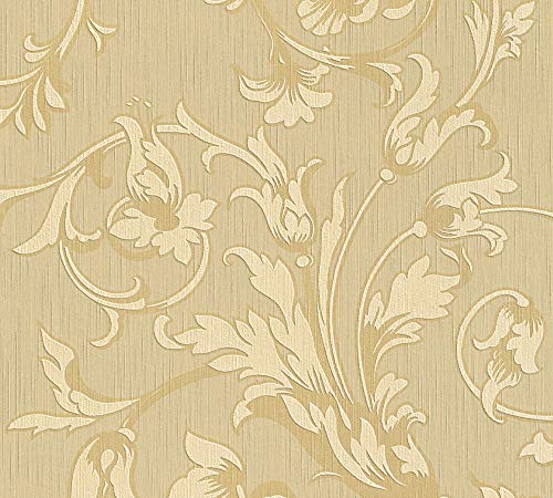 Architects Paper Textiltapete Tessuto Tapete mit Ornamenten floral 10,05 m x 0,53 m beige orange Made in Germany 956333 95633-3 von Architects Paper