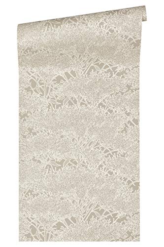 Architects Paper Vliestapete Absolutely Chic Tapete mit Blumen floral 10,05 m x 0,53 m metallic grau beige Made in Germany 369724 36972-4 von Architects Paper