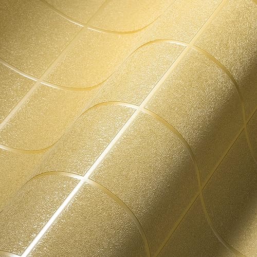 Architects Paper Vliestapete Luxury Wallpaper Tapete in Kachel Optik 10,05 m x 0,53 m gelb metallic Made in Germany 306726 30672-6 von Architects Paper