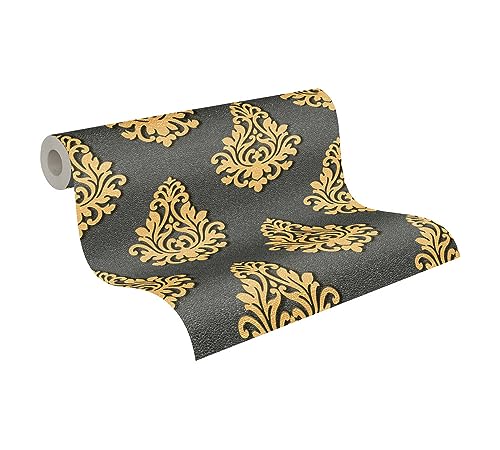Architects Paper Vliestapete Nobile Tapete neo barock 10,05 m x 0,70 m grau metallic Made in Germany 959815 95981-5 von Architects Paper