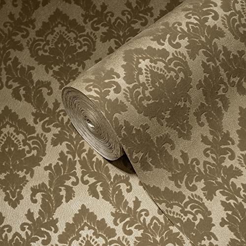 Architects Paper beflockte Barocktapete - hochwertige Luxustapete braun mit Flock 335824 - elegante Vliestapete auf 10,05m x 0,52m - Made in Germany von Architects Paper