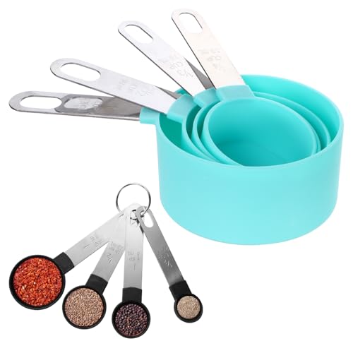 8 Stück Messbecher und Löffel Messlöffel-Sets mit Edelstahlgriff Küche Messlöffel Messbecher zum Backen Kochen Küche von Arcjunys