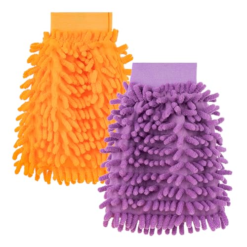 Arcjunys Waschhandschuh Auto Weiche Auto Waschhandschuh Saugstarke Autowaschhandschuh Beidseitig Mikrofaser Handschuh Auto Car Wash Mitt für Autowäsche und Autopflege 2 Stücke von Arcjunys
