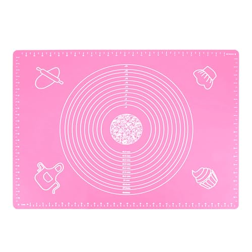 Backmatte Silikon Backmatte Backunterlage Silikon Baking Mat 50 x 40 cm Antihafte Silikonmatte Backen Rutschfeste Silikon Teigmatte Silikonbackmatte Backmatten für Fondant Gebäck Pizza Matte Rosa von Arcjunys
