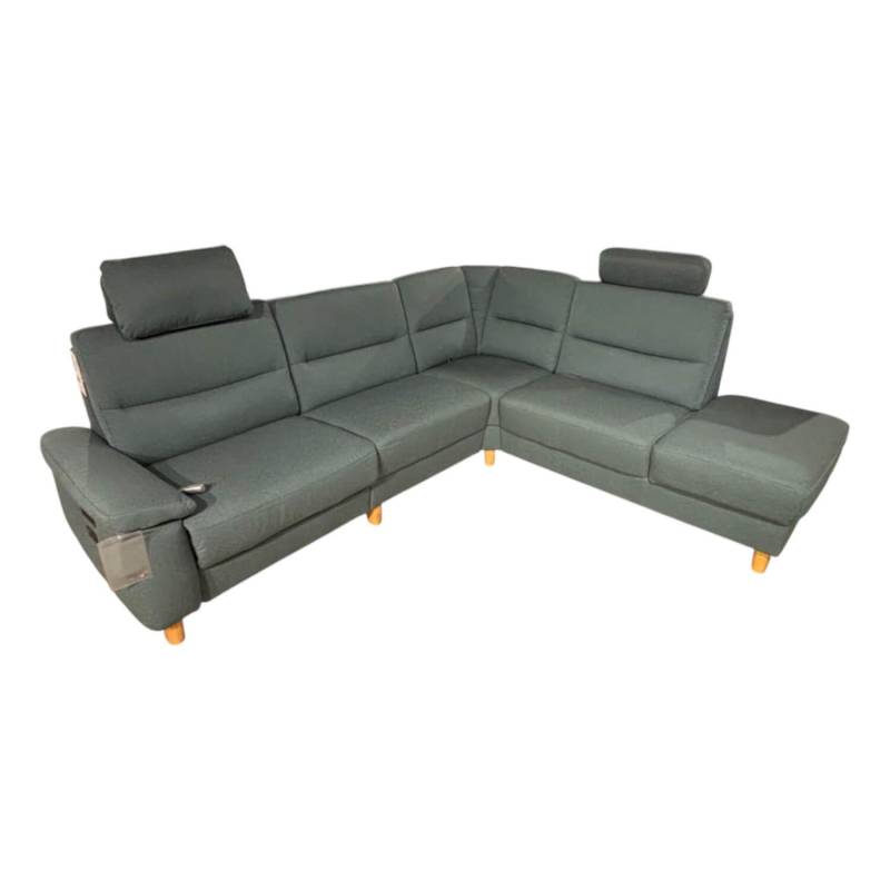 Ecksofa Nassau Stoff Q2 Melite Gletscher Grün Grau Fuß Eiche Geölt von Arco