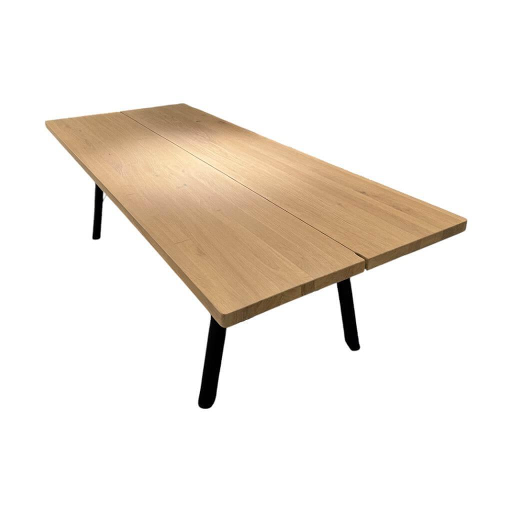 Esstisch Trestle Rectangular 2 Platte Eiche Massiv Weiß Geölt Gestell Aluminium ... von Arco