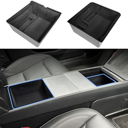 Arcoche Mittelkonsolen Organizer für Tesla Model 3 Highland 2024, Beflocktes Mittelkonsolen Organizer Ablagefach von 2024 Tesla Model 3 Zubehör (2PC Set) von Arcoche