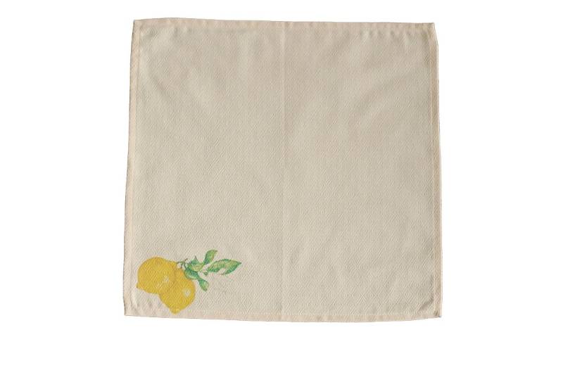Arcolaio Stoffserviette Stoffserviette 45x45 creme mit Zitronendruck - 100% BW von Arcolaio
